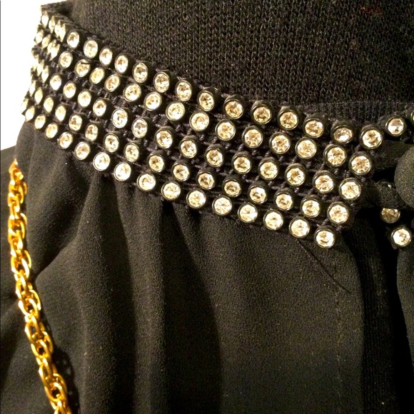 💥VITG BLACK CHIFFON RHINESTONE DRESS FRO 1960’S - Picture 1 of 5